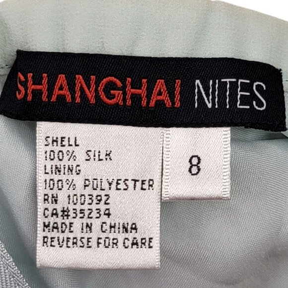 VTG Deadstock Shanghai Nites Long Light Blue 100% Silk Maxi Skirt Sz 8 *Callout - Picture 4 of 11